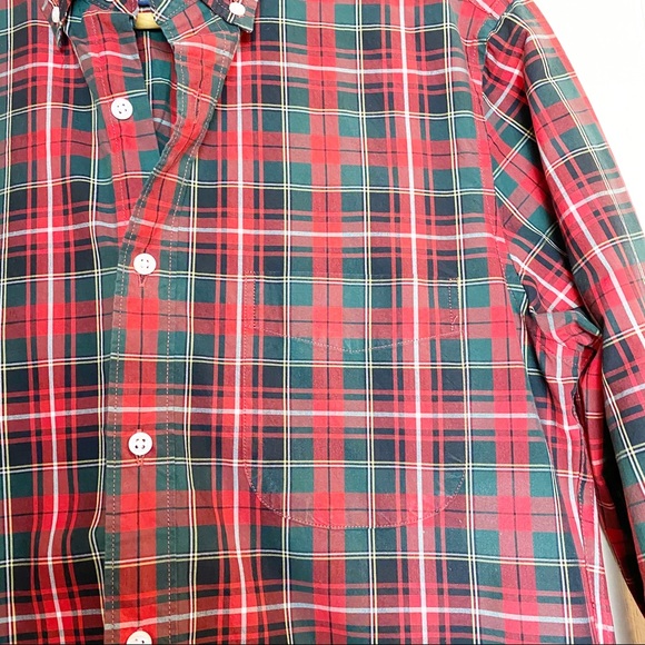 J Crew Red Holiday Plaid Cotton Button Up Shirt Men’s Size Small - Picture 2 of 8